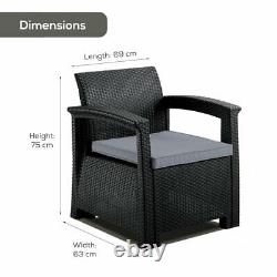 Grey Rattan Style Armchair Lounger Padded Cushion Outdoor Garden Patio Furniture