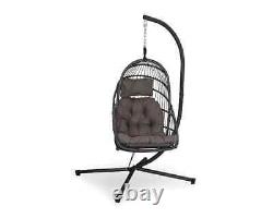 Grey Single Hanging Cocoon Egg Chair Swing Seat Folding Outdoor Or Indoor Use