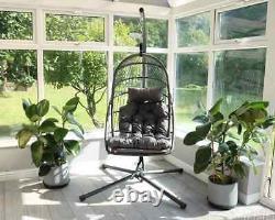 Grey Single Hanging Cocoon Egg Chair Swing Seat Folding Outdoor Or Indoor Use