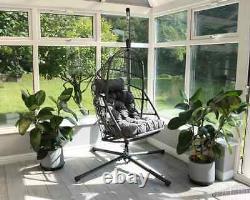 Grey Single Hanging Cocoon Egg Chair Swing Seat Folding Outdoor Or Indoor Use