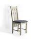 Grey Slatted Back Dining Chair Padstow Painted Solid Wood Padded Seat Cushion