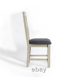 Grey Slatted Back Dining Chair Padstow Painted Solid Wood Padded Seat Cushion