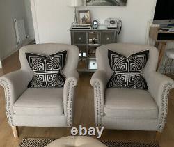 Grey Studded Chairs And Cushions X 2