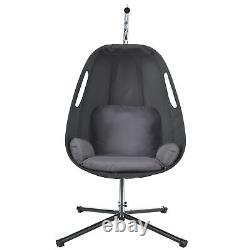 Grey Swing egg chair, Hanging Swing Chair with Steel Frame and Polyester Cushion