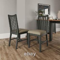 Grey Upholstered Dining Chair Ladder Back Seat Wood Frame Fabric Grey Cushion