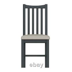 Grey Upholstered Dining Chair Ladder Back Seat Wood Frame Fabric Grey Cushion
