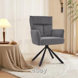 Grey Velvet Armchair Swivel Chair T-Cushion Upholstered Fireside Home Office UK