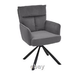 Grey Velvet Armchair Swivel Chair T-Cushion Upholstered Fireside Home Office UK