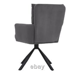 Grey Velvet Armchair Swivel Chair T-Cushion Upholstered Fireside Home Office UK