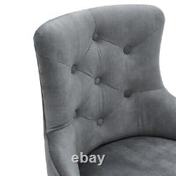 Grey Velvet Dining Chairs Armchair Accent Chair Padded Seat with Cushion Padded
