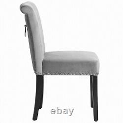 Grey Velvet Kitchen Dining Chairs Set of 2 4 6 Home Office Bedroom Dinner Chairs