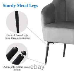 Grey Velvet Petal Armchair with Metal Legs & Soft Cushion Living Room Lounge New