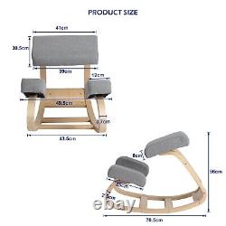 Grey kneeling chair thickened cushioned ergonomic posture chair solid wood