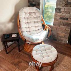 HANDMADE Velour rattan chair cushion for Rocking chair pad with ties deep seat