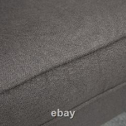 HOMCOM Accent Armchair Home Furniture Retro Tufted Club Wood Fabric Dark Grey