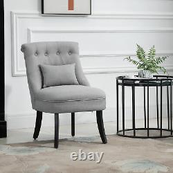 HOMCOM Fabric Single Sofa Armchair Upholstered with Pillow Wood Leg Grey
