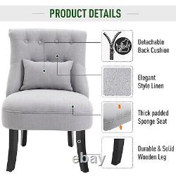 HOMCOM Fabric Single Sofa Armchair Upholstered with Pillow Wood Leg Grey