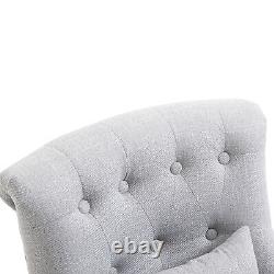 HOMCOM Fabric Single Sofa Armchair Upholstered with Pillow Wood Leg Grey