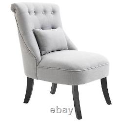 HOMCOM Fabric Single Sofa Armchair Upholstered with Pillow Wood Leg Grey