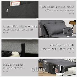 HOMCOM Folding Sleeper Chair Bed with Pillow and Side Pockets, Charcoal Grey