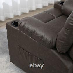 HOMCOM Manual Recliner Chair with Footrest, Cup Holder, Side Pocket, Brown