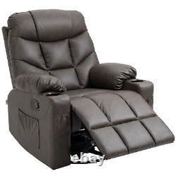 HOMCOM Manual Recliner Chair with Footrest, Cup Holder, Side Pocket, Brown
