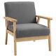 Homcom Minimalistic Accent Chair Wood Frame With Linen Cushions Wide Seat Armchair