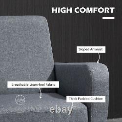 HOMCOM Modern Armchair Accent Chair with Rubber Wood Legs for Bedroom Grey
