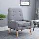 Homcom Nordic Single Cushion Padded Chair Wooden Armchair Button Tufted Seat
