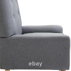 HOMCOM Nordic Single Cushion Padded Chair Wooden Armchair Button Tufted Seat