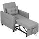 Homcom Pull Out Chair Bed, Sleeper Chair With Pillow, Side Pockets, Light Grey