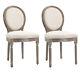 Homcom Set Of 2 Elegant French-style Dining Chairs With Wood Frame Foam Seat Cream
