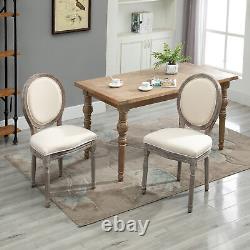 HOMCOM Set of 2 Elegant French-Style Dining Chairs with Wood Frame Foam Seat Cream