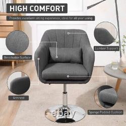 HOMCOM Stylish Retro Linen Swivel Tub Chair Steel Frame Cushion Seat Dark Grey
