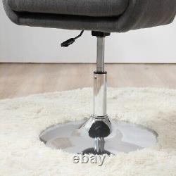 HOMCOM Stylish Retro Linen Swivel Tub Chair Steel Frame Cushion Seat Dark Grey