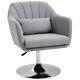 Homcom Stylish Retro Linen Swivel Tub Chair Steel Frame Cushion Seat Light Grey