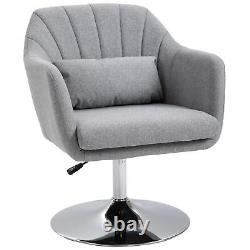 HOMCOM Stylish Retro Linen Swivel Tub Chair Steel Frame Cushion Seat Light Grey
