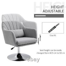 HOMCOM Stylish Retro Linen Swivel Tub Chair Steel Frame Cushion Seat Light Grey