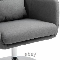 HOMCOM Stylish Retro Linen Swivel Tub Chair Steel Frame Cushion Wide Seat Grey
