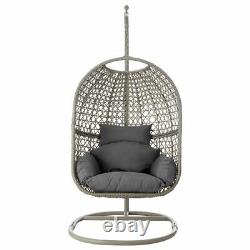 Hanging Cocoon Egg Chair Garden Swing 1/2 Person Hammock Removable Cushions UK