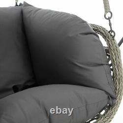 Hanging Cocoon Egg Chair Garden Swing 1/2 Person Hammock Removable Cushions UK