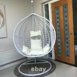 Hanging Egg Chair Cocoon With Cushion Rattan Style Double Single White Black New