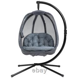 Hanging Egg Chair Folded Swing Hammock with Cushion Stand for Indoor Outdoor