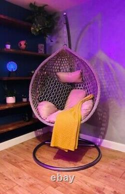 Hanging Egg Chair Grey Indoor Or Outdoor Conservatory Kids Bedroom