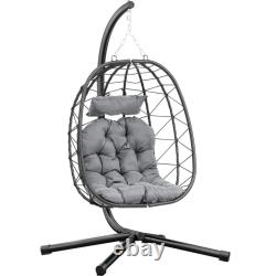 Hanging Egg Chair Rattan Swing Chairs Stand&Cushion Garden Patio Outdoor Indoor