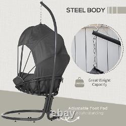 Hanging Egg Chair, Swing Hammock with Cushion and Stand, Grey