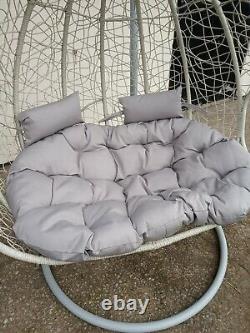 Hanging Egg Chair With Cushion Rattan Style Double Single Grey swing garden