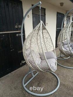 Hanging Egg Chair With Cushion Rattan Style Double Single Grey swing garden
