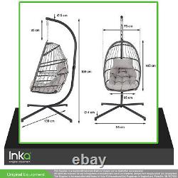 Hanging Folding Egg Cocoon Style Garden Chair Swing Sturdy Steel Frame Grey