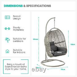 Hanging Hammock Garden Cocoon Egg Chair Swing 1/2 Person Removable Cushions UK